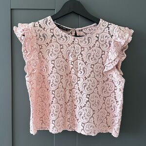ZARA Lace Ruffle Top - Light Pink